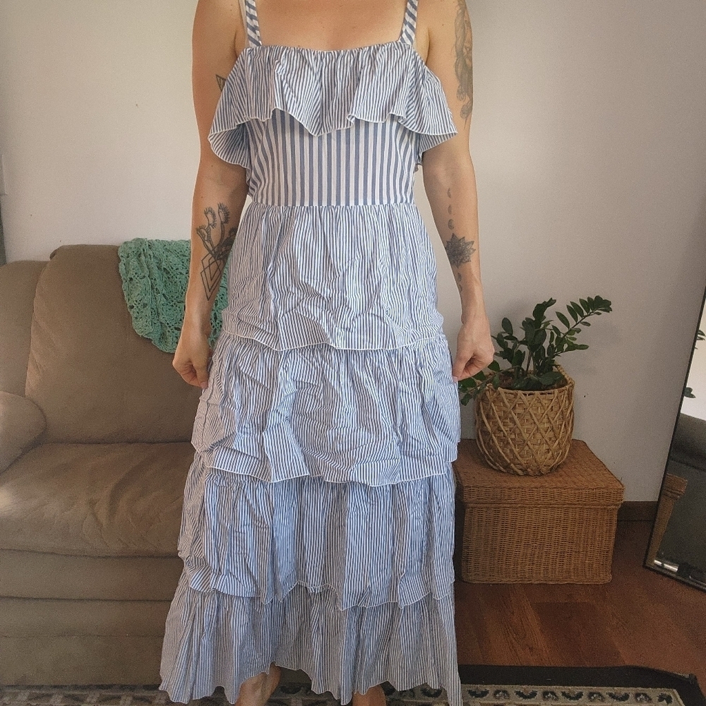 Victorias Secret Striped Tiered Maxi Dress Size Small